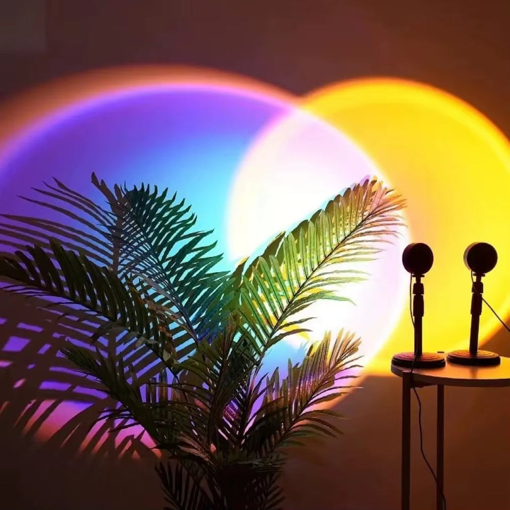 16 RGB Rainbow Atmosphere Sunset Projector Lamp Night Light Sunset Light for Bedroom Room Decoration Background Wall Tiktok Same