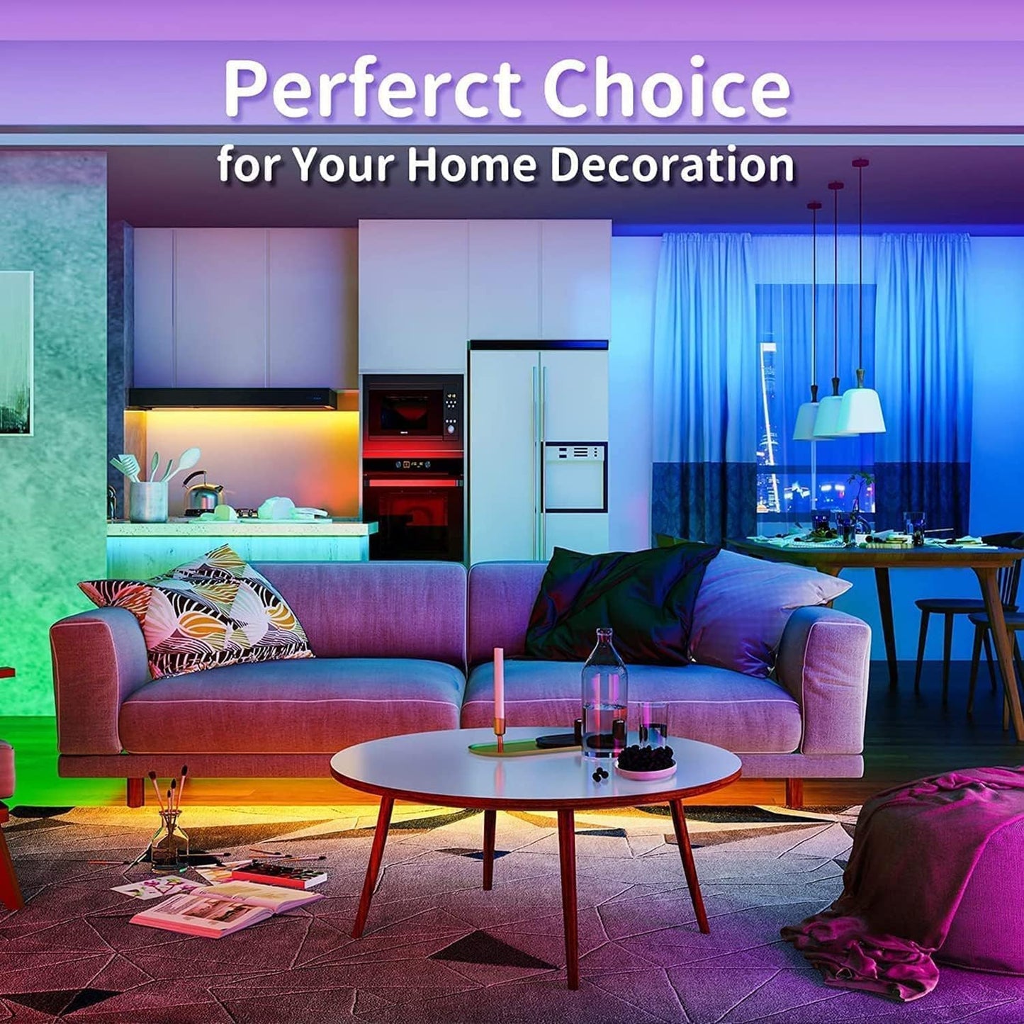 LED Strip Lights - Sync Color Changing with Remote