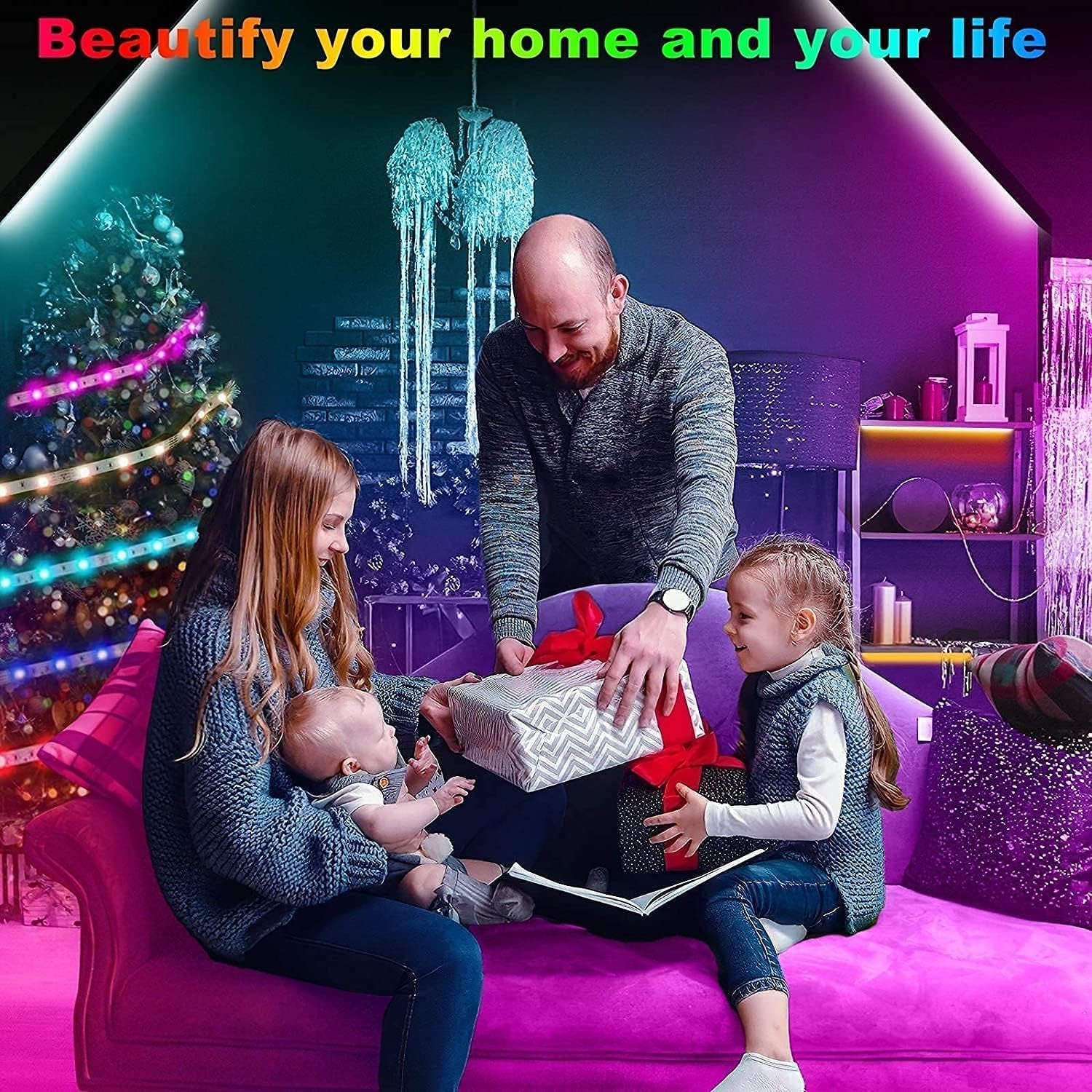 LED Strip Lights - Sync Color Changing with Remote
