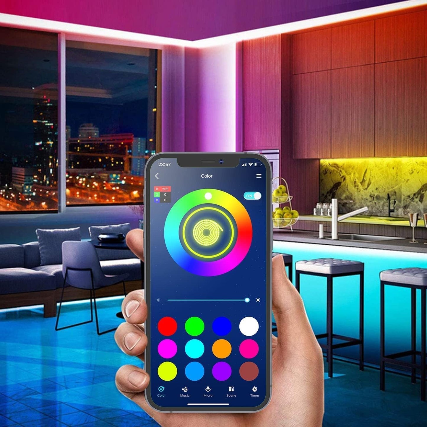 LED Strip Lights - Sync Color Changing with Remote