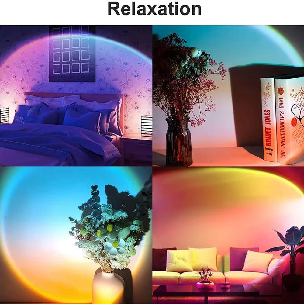 16 RGB Rainbow Atmosphere Sunset Projector Lamp Night Light Sunset Light for Bedroom Room Decoration Background Wall Tiktok Same