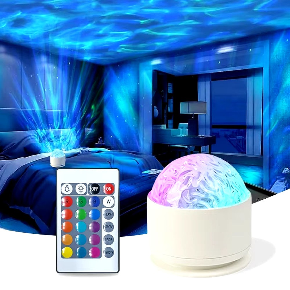 Northern Aurora/Water Ripple Projector Lamp LED Night Light with Remote Control Party Decor Light Projector Atmosphere Light