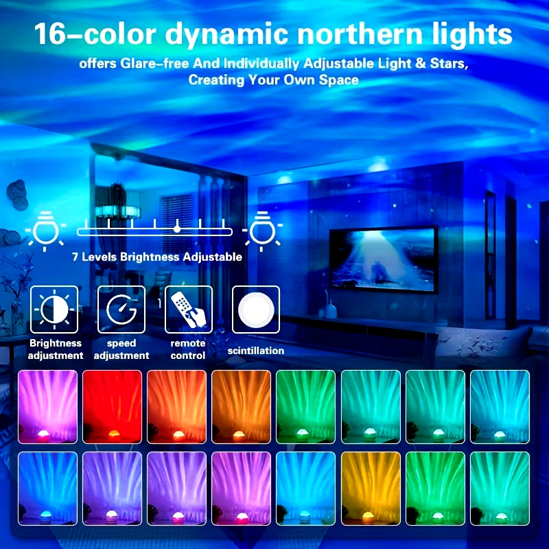 Northern Aurora/Water Ripple Projector Lamp LED Night Light with Remote Control Party Decor Light Projector Atmosphere Light